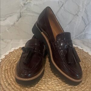NWOT Franco Sarto Burgundy Carolynn Tassel Loafers